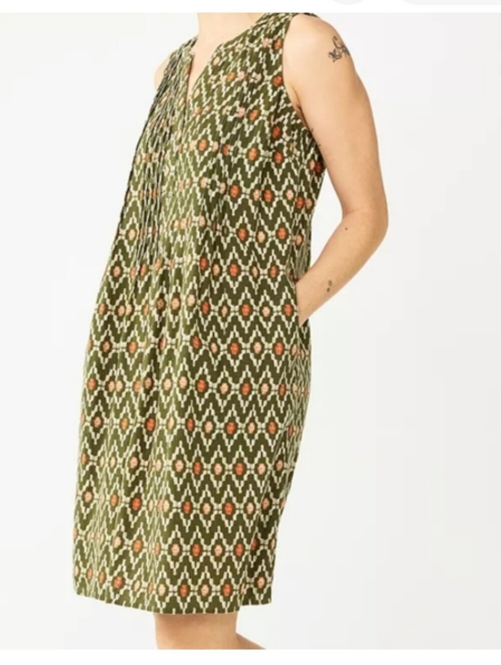 Sonoma Linen Blend Knee Length Shift Dress XXL Sleeveless Pocket Casual Summer